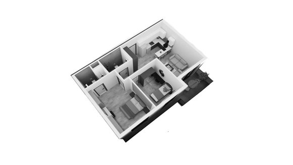 Планировка квартиры 2 спальни в ЖК Coolest № 11007 (3D)