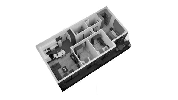 Apartment floor plan, 3 bedrooms in Coolest No. 11009 (3D)